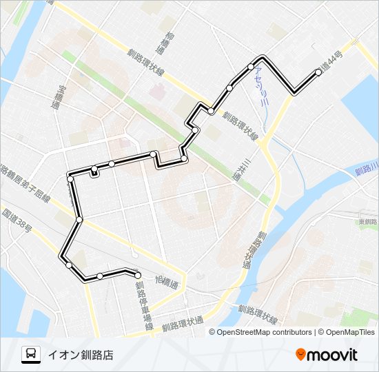 イオン釧路線 bus Line Map