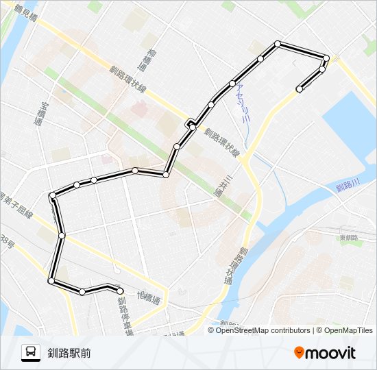 イオン釧路線 バスの路線図