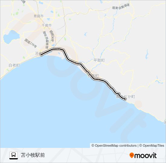 静内～苫小牧 bus Line Map