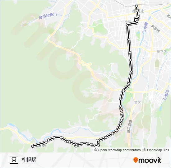 ７札幌駅～藤野４条５～豊滝 Bus Line Map