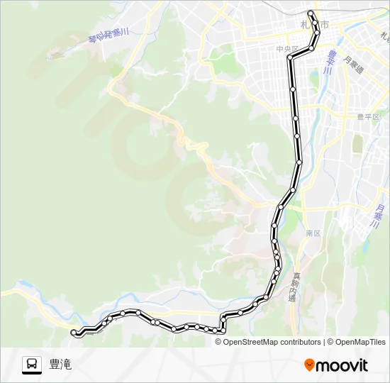 ７札幌駅～藤野４条５～豊滝 Bus Line Map