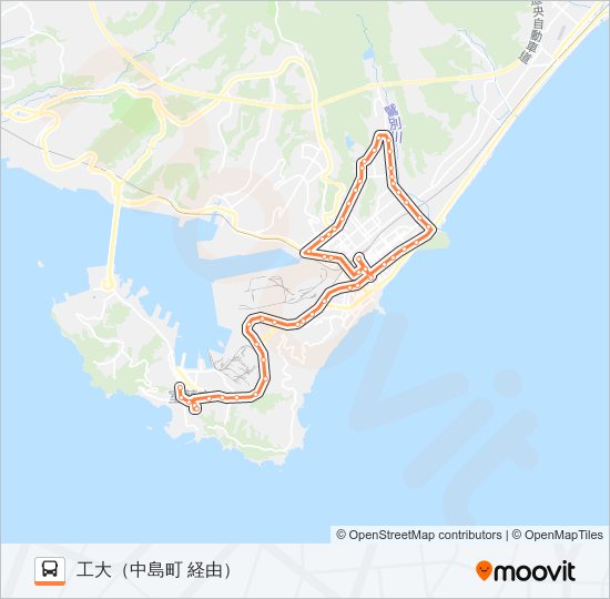 循1 中央町工大循環線（中島→鷲別経由） bus Line Map