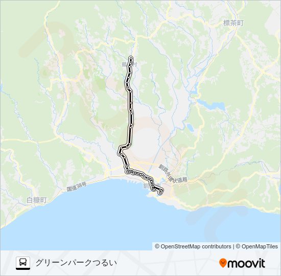 鶴居線 バスの路線図