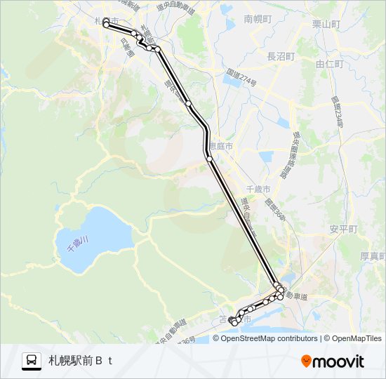 札幌～苫小牧 bus Line Map