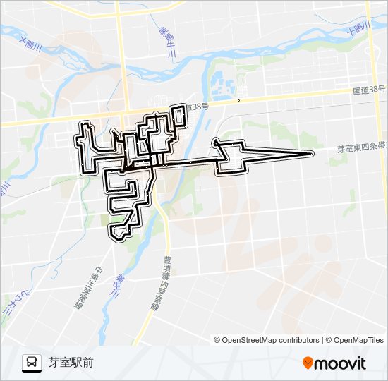 鉄南～西～東～東めむろ地区線 バスの路線図