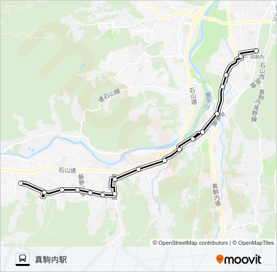 １２真駒内駅～藤野４条１１ バスの路線図