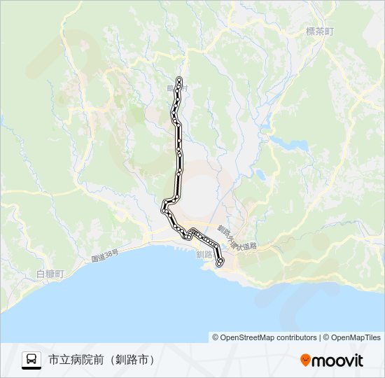 鶴居線［癌センター経由］ バスの路線図