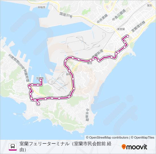 18 室蘭市民会館線 バスの路線図