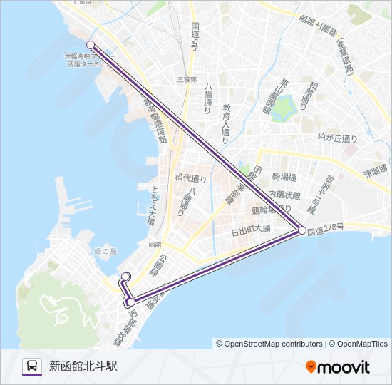 ＪＲ新函館北斗駅-大沼方面路線バス バスの路線図