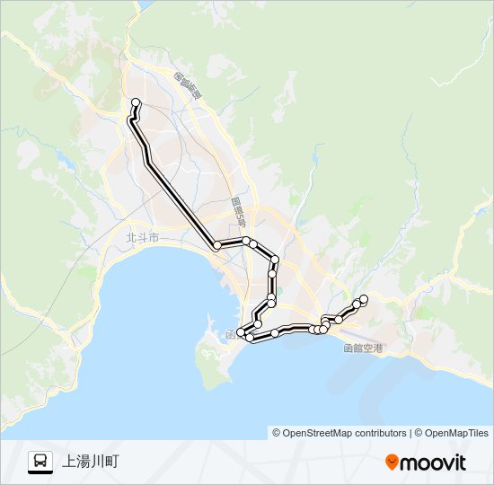 新函館北斗駅～上湯川町 Bus Line Map