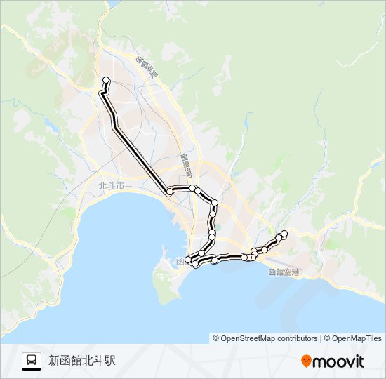 新函館北斗駅～上湯川町 Bus Line Map