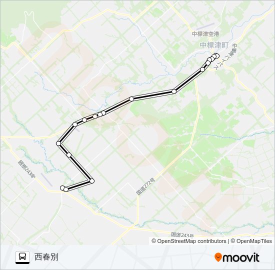 中標津西春別線 バスの路線図
