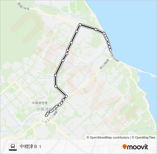 標津中標津線［俵橋通経由］ バスの路線図