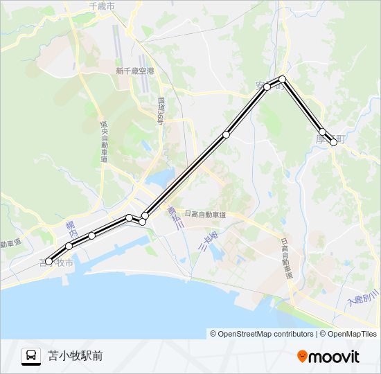 苫小牧線 バスの路線図