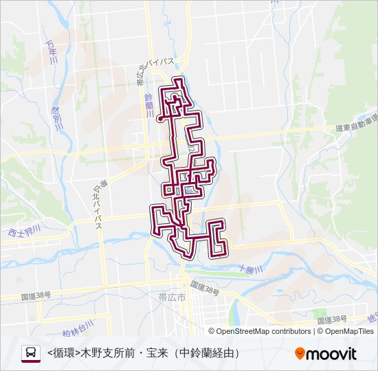 音更コミバス(すずらん号) バスの路線図