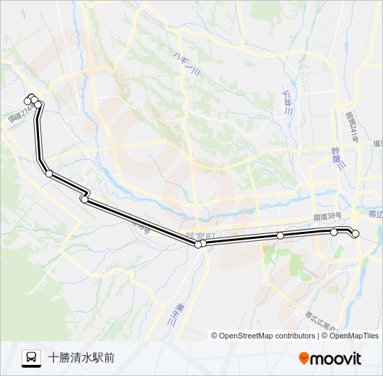 清水帯広線 バスの路線図
