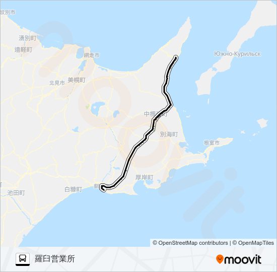釧路羅臼線 バスの路線図