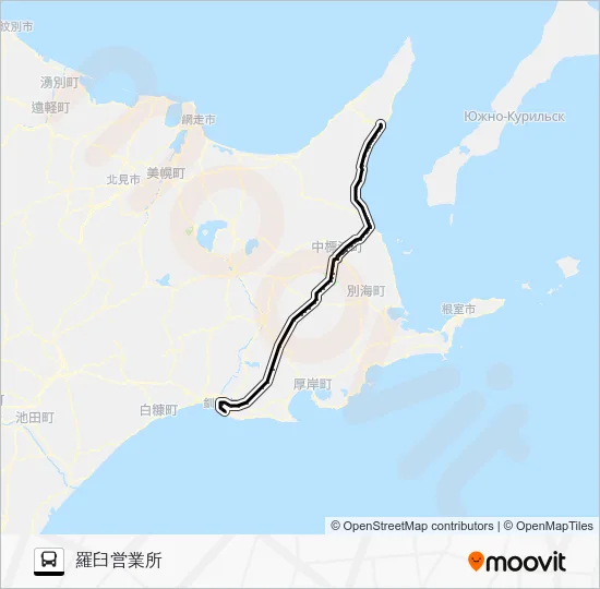 釧路羅臼線 Bus Line Map