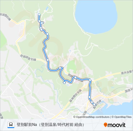 NA 足湯入口～登別温泉～登別駅前 bus Line Map
