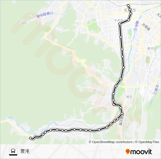 8 Sapporo Station - Ishiyama Central - Jozankei Bus Line Map