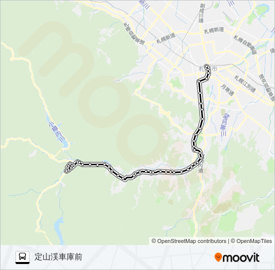 ８札幌駅～石山中央～定山渓 bus Line Map