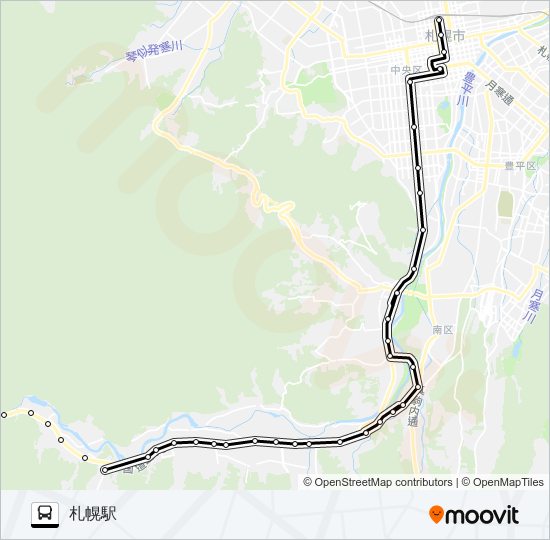 ８札幌駅～石山中央～定山渓 Bus Line Map