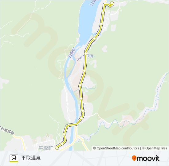 富川高校→平取→振内案内所→日高ターミナル bus Line Map