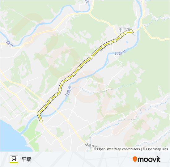 富川高校→平取→振内案内所→日高ターミナル バスの路線図
