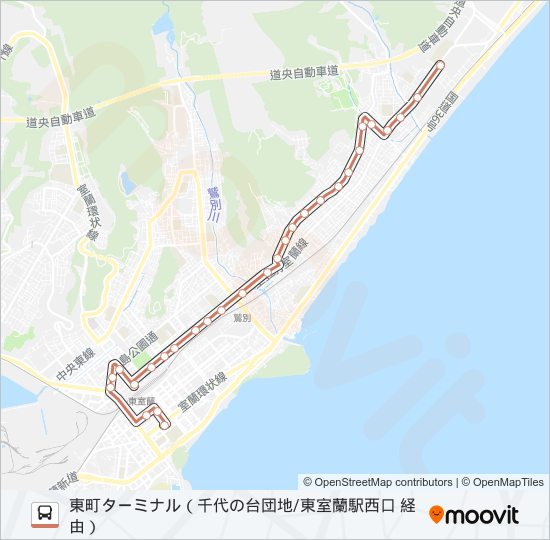 37 千代の台線（東室蘭駅西口経由） bus Line Map