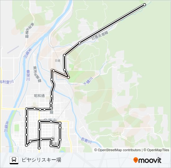 日進ピヤシリ線 バスの路線図