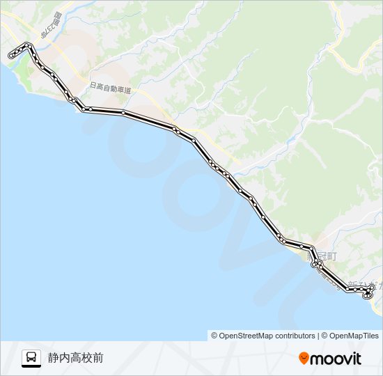 富川高校～静内高校 bus Line Map