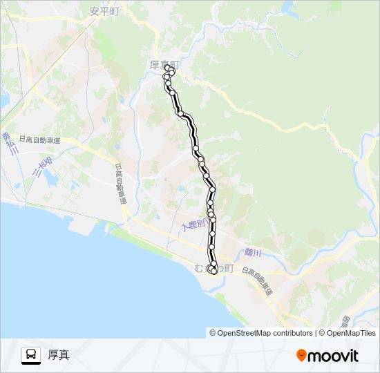 鵡川線 バスの路線図