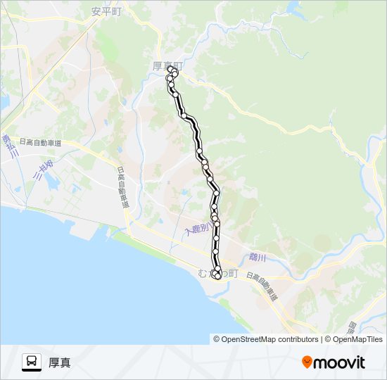 鵡川線 バスの路線図