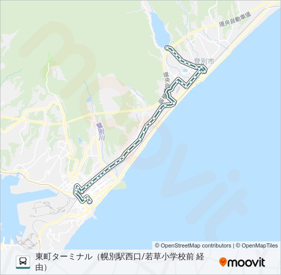 35 ターミナル資料館線（若草小学校前経由） bus Line Map