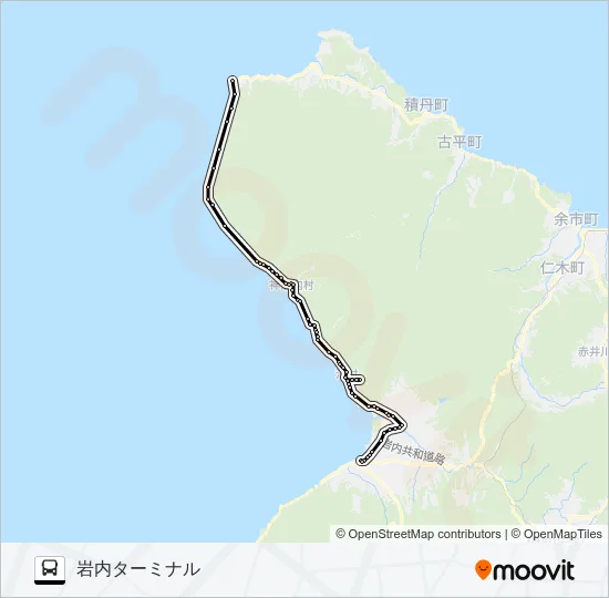 神恵内線 Bus Line Map