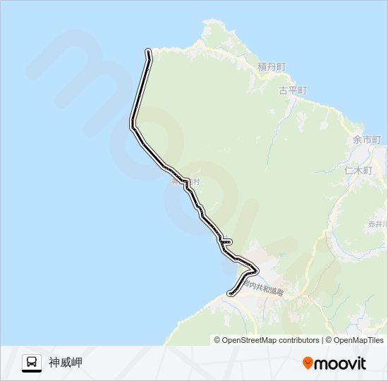 神恵内線 バスの路線図