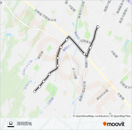 清田団地線 バスの路線図