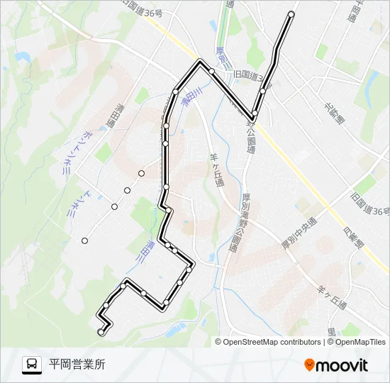 清田団地線 バスの路線図
