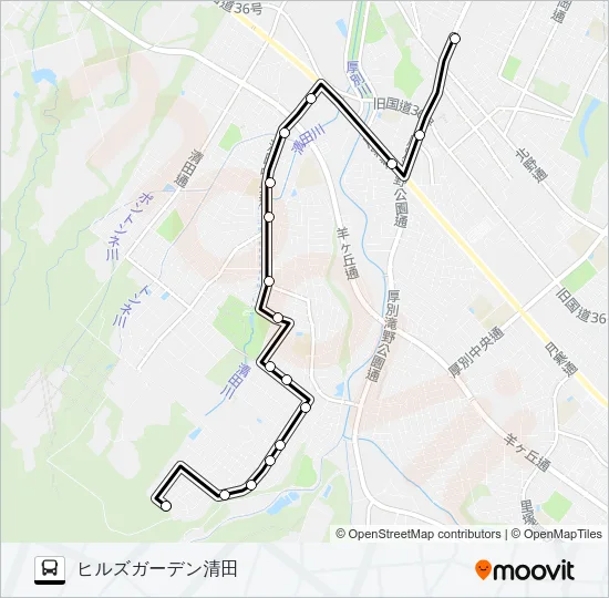 清田団地線 バスの路線図