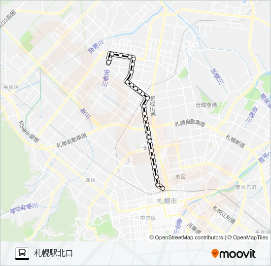 １屯田線 バスの路線図