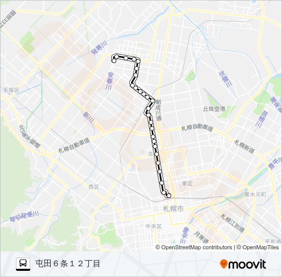 １屯田線 バスの路線図