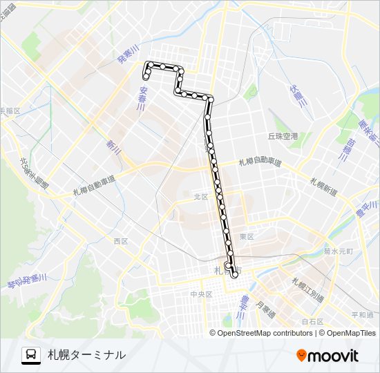 ２屯田線 バスの路線図