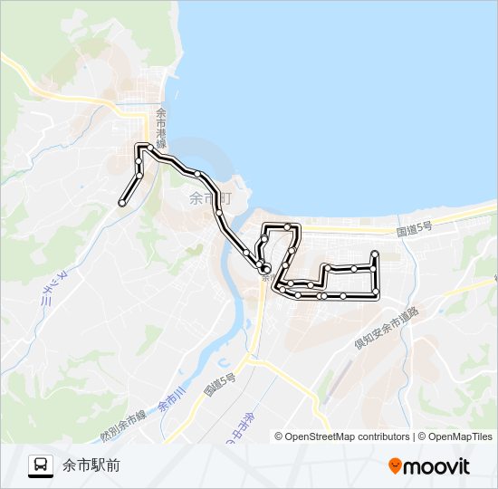余市循環線 バスの路線図