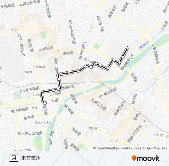 東３苗穂線 Bus Line Map