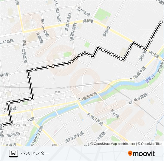 東３苗穂線 Bus Line Map