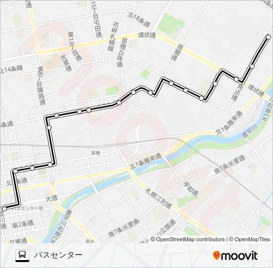 東３苗穂線 Bus Line Map