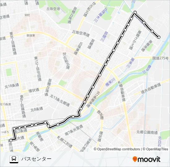 東６札苗線 Bus Line Map