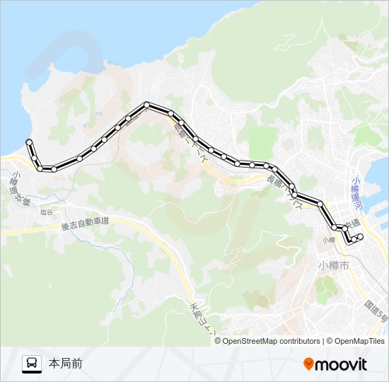 １７塩谷線 バスの路線図