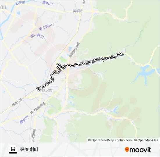 ２２三笠線 Bus Line Map