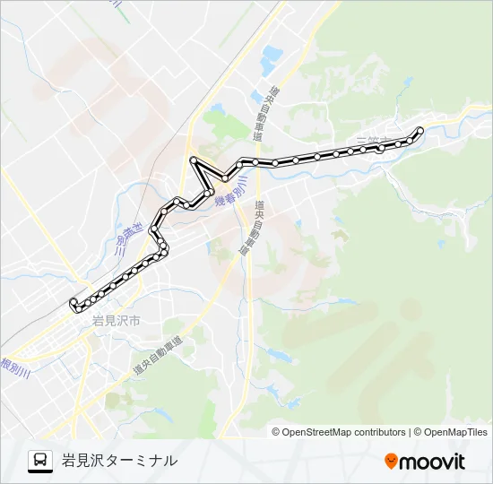 ２３三笠線 バスの路線図